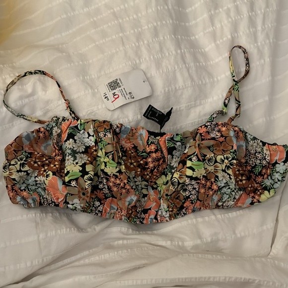 Floral Print Shirred Bralette, M - Picture 5 of 5